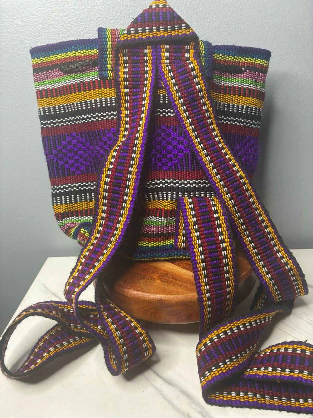 Pinzon Woven Backpack Purple Multicolor Festival Boho Bag